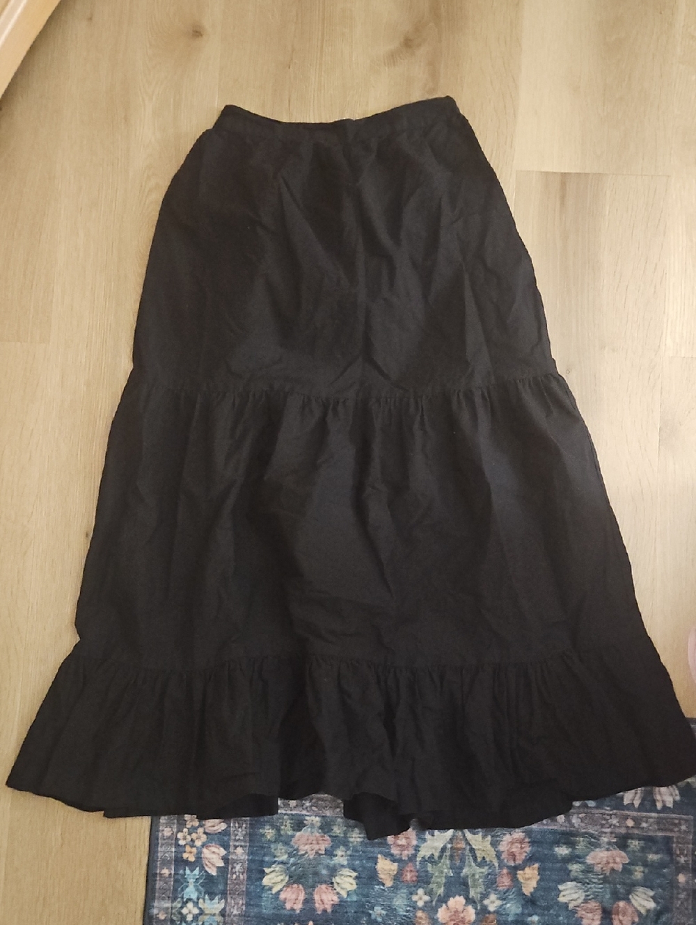 Japna Black Tiered Maxi Skirt with Ruffle Hem
